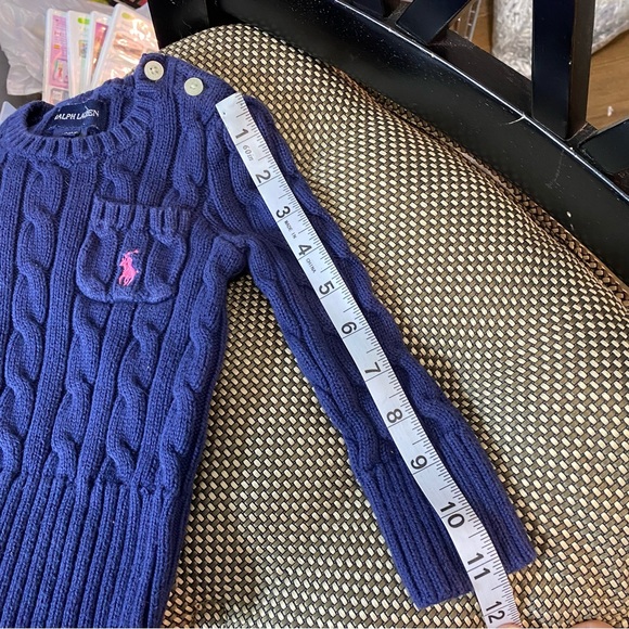 Ralph Lauren Blue 2/2T Child’s Sweater with Pink Pocket Logo - Picture 4 of 7